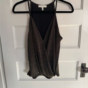 Anthropologie Eri + Ali Shimmering Black Wrap Front Tank Top – Size S